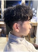 短髪×パーマ