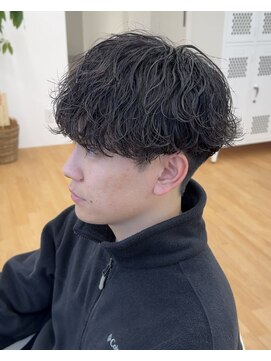 【シャドウパーマ】緩め波巻きパーマメンズマッシュ名古屋名駅栄