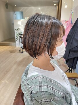 ハピエル ヘアークルー(HAPPYEL hair crew) 20代30代大人可愛い小顔ショートボブ前下がりショートハイライト