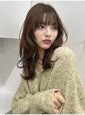 レイヤーカット/ミディアムレイヤー/オリーブベージュ