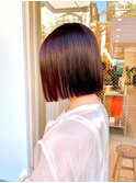 Say.ショートボブチェリーブラウン地毛風ストレートミニボブ青山