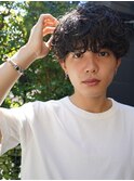 心斎橋シャドウパーマメンズマッシュウルフカット波巻きパーマ
