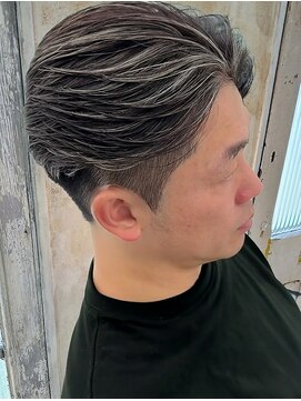 メンズミディアム｜白髪ぼかしハイライト｜ダブルカラー｜