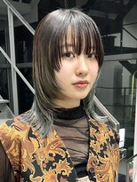 ヘアー アイス 御器所本店(HAIR ICI) ウルフカット顔周りレイヤー 個性派ハッシュカット暗髪カラー