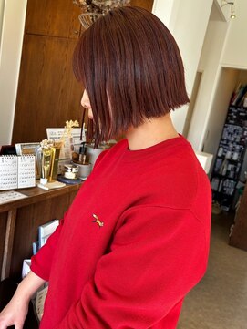 コットバイ ラヴェスト(Cott by lovest) イルミナカラー◎コーラルブラウン×切りっぱなしボブ