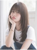 ロングレイヤー/シースルーバング/フェミニン/小顔前髪