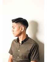 メリケンバーバーショップ フクオカ(MERICAN BARBERSHOP FUK)&nbsp;サイドパートショートセミウェットワイルドツーブロックテクノ35