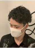 センターパート  強めパーマ  マッシュ