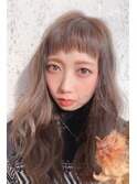 20代オン眉ハイトーングレージュ大人可愛い愛されロングレイヤー