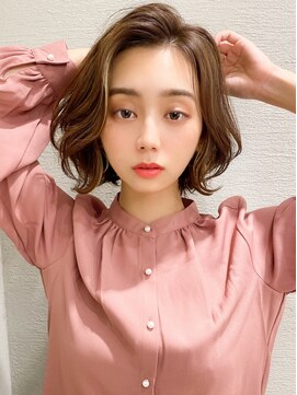 シルクレイ 吉祥寺店(Silk-lei) 大人かわいいかき上げバング小顔ボブマロンベージュ20代吉祥寺