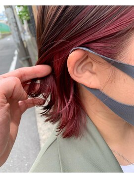 アクト 三鷹店(ACT) 外ハネボブ　インナーカラー　ピンク