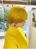 イエローショートマッシュ透明感ハイトーンカラー赤味消し◎