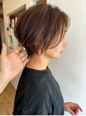 大人可愛い20代30代40代前下がりショートボブ丸みショート◎