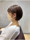 土橋　丸みショートボブ 小顔カット オレンジブラウン　10代20代