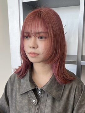 ガーデン 渋谷(GARDEN) くびれ顔周りレイヤーミディアムピーチピンクカラー