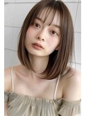 ワンカール内巻きロブ×肌映えブラウンベージュ