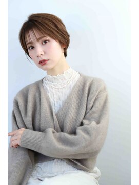 ムウ 難波(MOU) ナチュラルボブ暗めカラーグランマッシュデザイン20代30代40代50