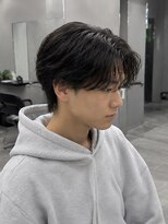 《メンズ/曲がる縮毛矯正/メンズパーマ》nui MEN 茨木店&nbsp;ワンホンレイヤー/ミルクティーブロンド/ダークブルー/茨木