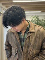 オモチャ 銀座(OMOCHA) 黒髪センターパート/大人メンズヘア