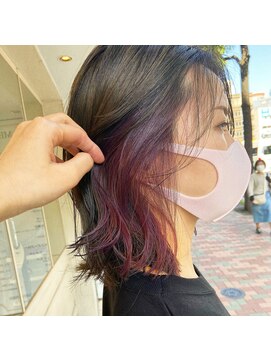 エクリフルール(equri fleur) 【ケアブリーチ使用】　外ハネレイヤー×パープル