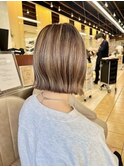 大人可愛白髪ぼかしハイライト美人くすみアッシュグレーベージュ