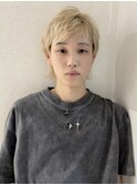 ハイトーンメンズ　ショートウルフ　ブロンドヘア　MOMO