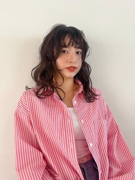 ボコカ(bococa) オレンジブラウンコテ巻きミディアムレイヤーカット登戸生田