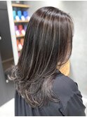 レイヤーカット細めハイライト白髪ぼかし海外レイヤー東京銀座