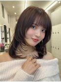ザクザクレイヤーハッシュカットミディアムレイヤーワンカール
