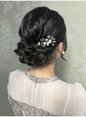 お呼ばれヘアセットパーティーヘアセットシニヨンアップスタイル