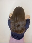 小顔セミウェットウェーブピンクベージュハイライトカラー