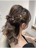 編み込みハーフアップ