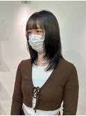 韓国暗髪ストレートミディアムヘアレイヤーカット似合わせ前髪