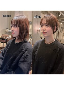 髪質改善と縮毛矯正の専門店 サンティエ(scintiller) 大人綺麗な小顔襟足スッキリショートボブ　30代40代50代　鹿児島