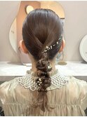 ミディアムヘアセット★金箔★艶々タイト編み下ろし