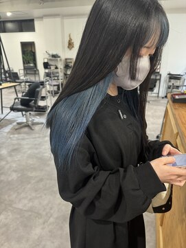 ナンバー(number+) 20代30代大人可愛いインナカラーネイビーブルー