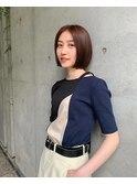ボブ/大人かわいい/フェザーバング/透け感グレージュ