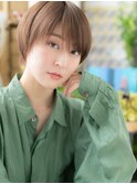 ★斜めバング艶感カーキベージュ大人ハイライト20代30代40代★10