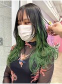 下北沢タッセルボブデザインカラー切りっぱなしボブミディアム◆