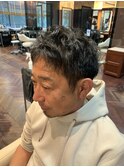 大人アップバング × ナチュラルパーマ