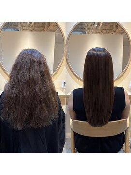 SOURCE yuan 髪質改善/ショートボブ/メンズパーマ【5月中旬OPEN(予定)】 髪質改善縮毛矯正メテオストレートbefore after【佐藤和弥】