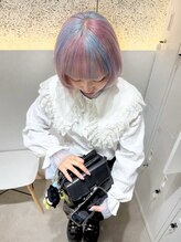 オプス 大名店(Ops)&nbsp;☆色落ちも楽しめる！ホワイトピンク×ペールブルーミックスボブ