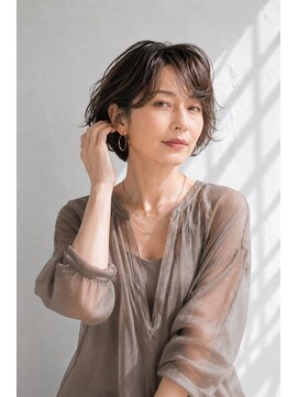 アッシュ 学芸大学店(Ash) ショートボブ/大人女性/ベージュブラウン/白髪ぼかし/脱白髪染め