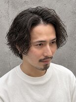 フジヤマバーバーショップ アジト(FUJIYAMA BARBER SHOP ajito)&nbsp;【明石メンズ】センターパート×波巻き風パーマ大人ミディアム