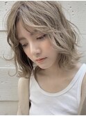 【PARK】シアベージュ×透け感フリンジウェーブ
