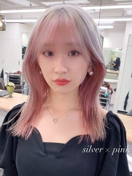 ベレーザ 渋谷(BELEZA) ba2127ベビーピンクツートンカラー顔回りレイヤーミストバング