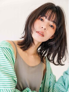 シェル 国分寺(shell) くびレイヤーエモージュ前髪モテベージュレイヤーミディ/国分寺