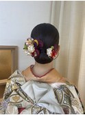 タイトシニヨン　アップヘア　振袖　袴　結婚式参列