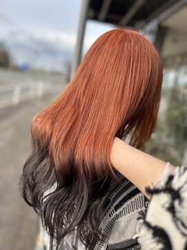 ヘアメイク アース 秋田仁井田店(HAIR & MAKE EARTH) アプリコットオレンジ×エンドカラーブラック