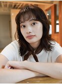 ぱつっと切りっぱなしボブニュアンスパーマフレンチガーリー原宿
